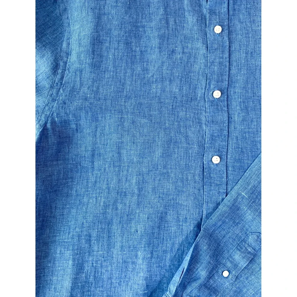 Charles Tyrwhitt Mens Pure Linen Slim Fit Shirt Cornflower Blue XXL $139 - Picture 11 of 16